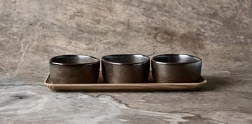 Raw Organic 碗 set with wooden 托盘 - Metallic 棕色 - Aida