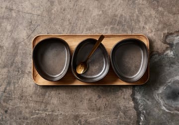 Raw Organic 碗 set with wooden 托盘 - Metallic 棕色 - Aida