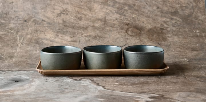 Raw Organic 碗 set with wooden 托盘 - Northern 绿色 - Aida