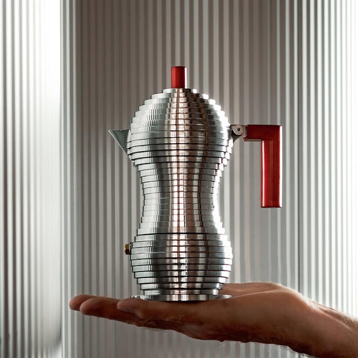 Pulcina  浓缩咖啡机/煮咖啡壶 3杯份量, 红色手柄 Alessi