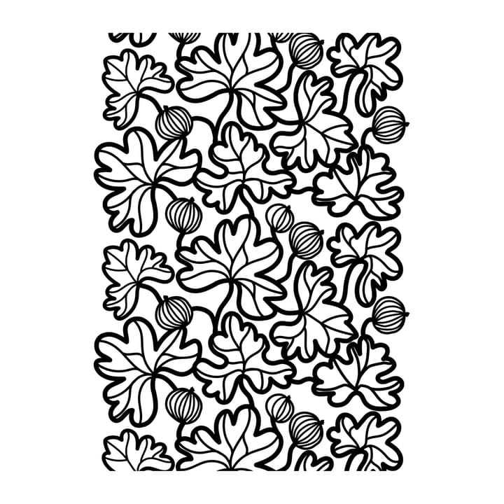 Krusbär oilcloth - 黑色-白色 - Arvidssons Textil
