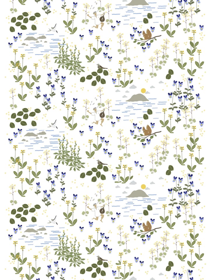 Rönnerdahl oilcloth - Off 白色-绿色 - Arvidssons Textil