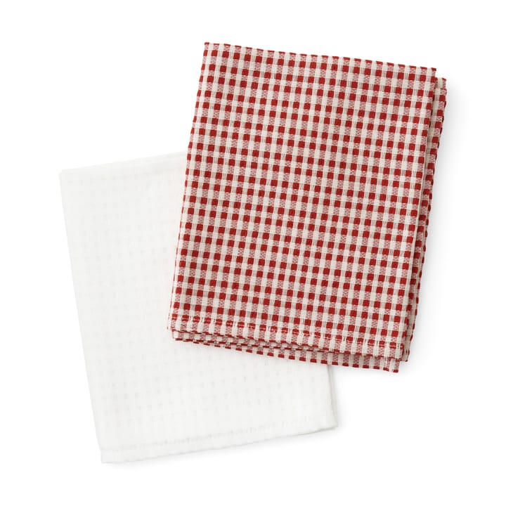 Troides 厨房毛巾 40x67 cm 两件套装 - 红白格 - Audo Copenhagen