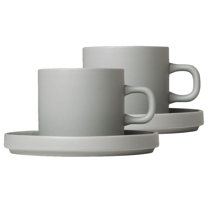 Pilar coffee 马克杯和碟子两件套装 - Mirage 灰色 - Blomus