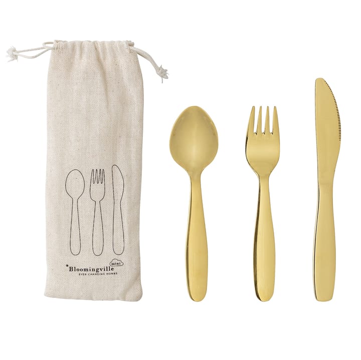 Bloomingville Mini children's 餐具 cutlery 3-pieces - gold - Bloomingville