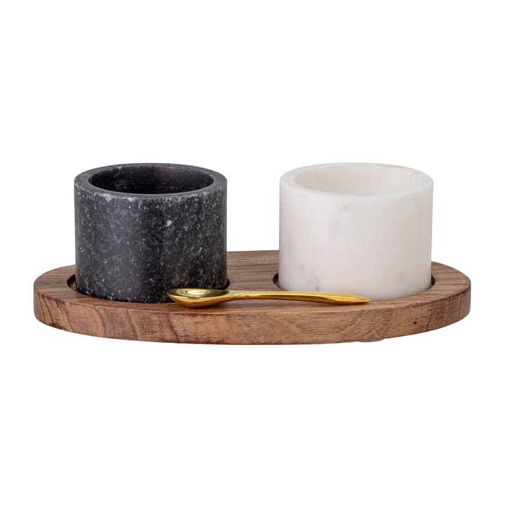 Florio salt- and peppar celler with tray and 勺子, 黑色-白色 Bloomingville