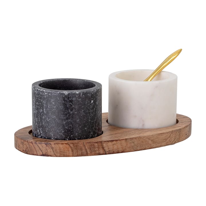 Florio salt- and peppar celler with tray and 勺子 - 黑色-白色 - Bloomingville