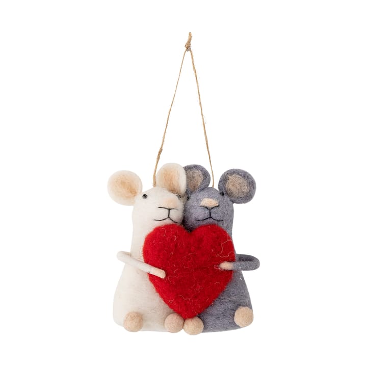 Peo Christmas 装饰品 mice heart - 红色-白色-灰色 - Bloomingville