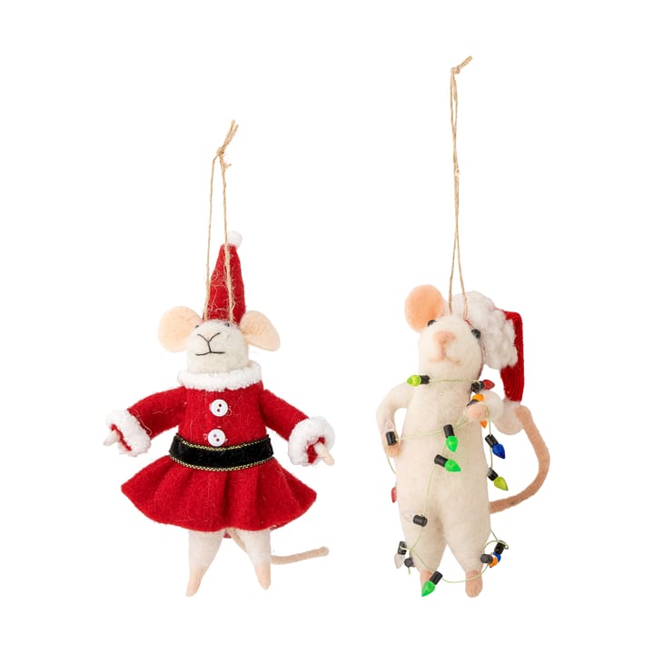 Peo Christmas 装饰品 mouse 2件 - 白色-红色 - Bloomingville