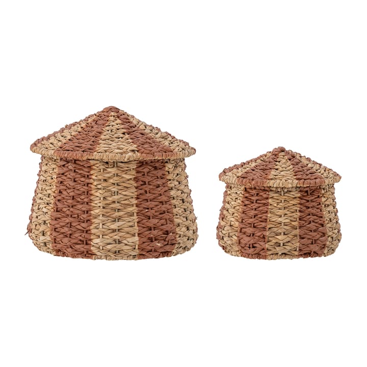 Ruddi basket with lid set om 2 - Natural-红色 - Bloomingville