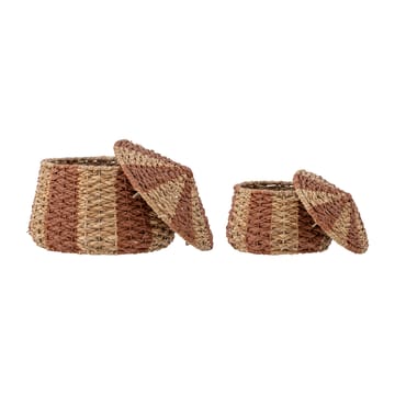 Ruddi basket with lid set om 2 - Natural-红色 - Bloomingville