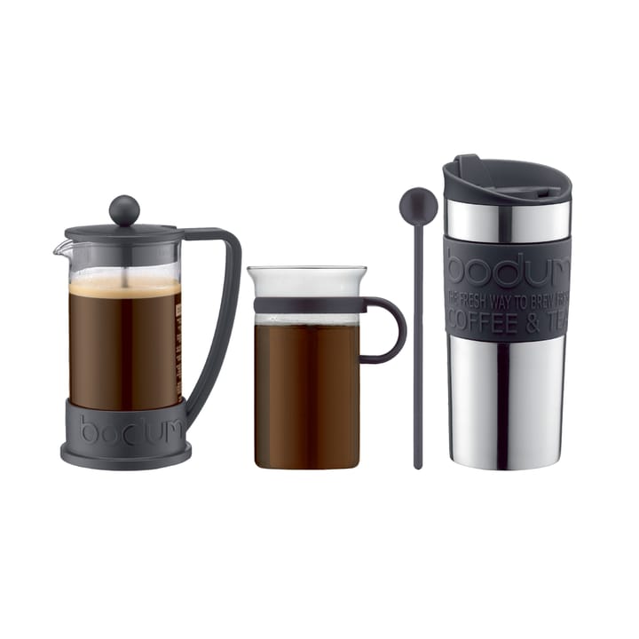 Coffee set with coffee press. 杯子. 旅行杯 and 勺子 - 黑色 - Bodum