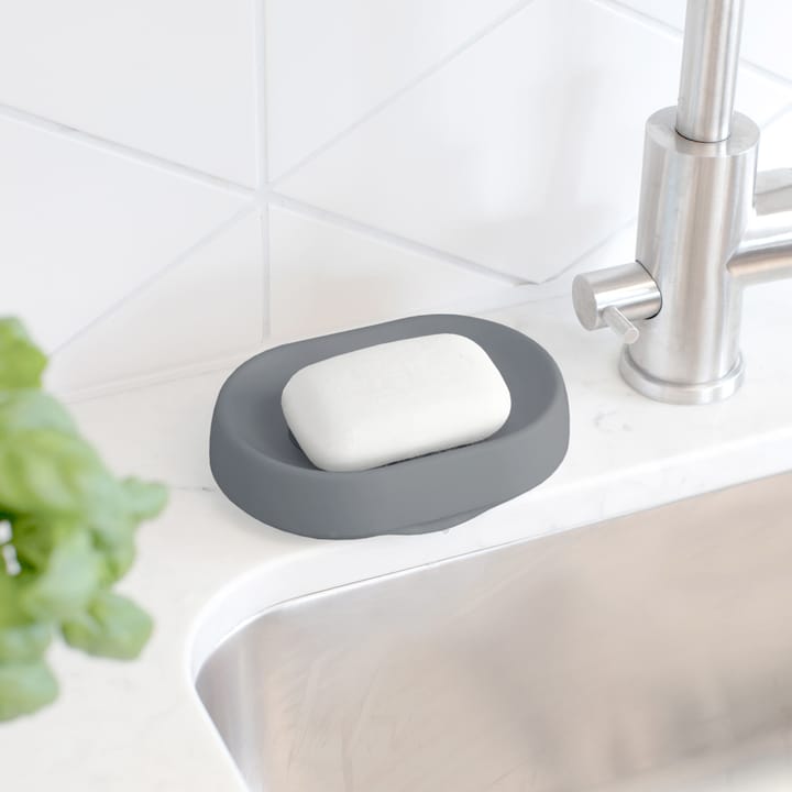 Soap tray with concealed drain spout in silicone - large - 石墨 - Bosign