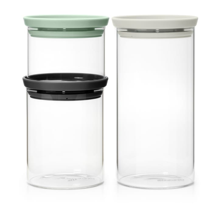 Brabantia glass jar 三件套装 - 黑色-灰色-绿色 - Brabantia