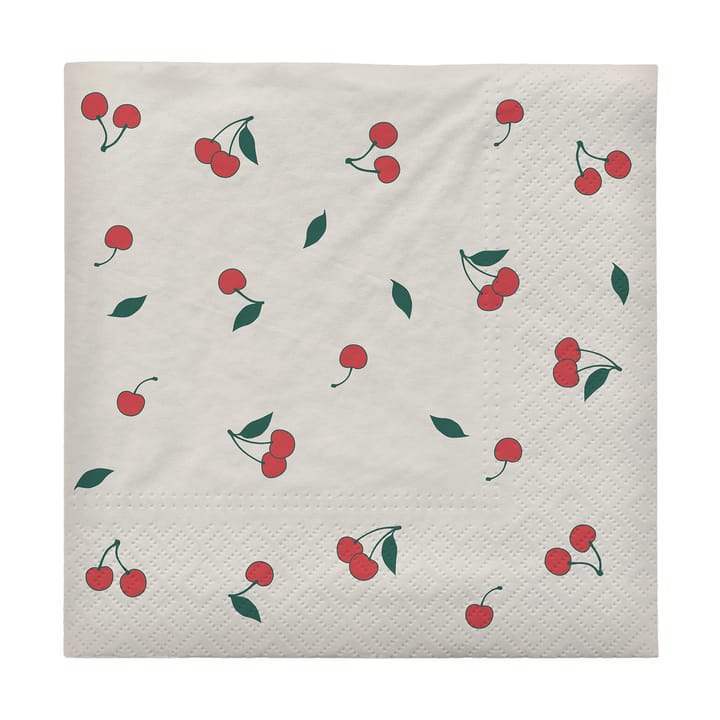 Cherry napkins 33x33 cm 20-pack - 米白色-红色 - Broste Copenhagen