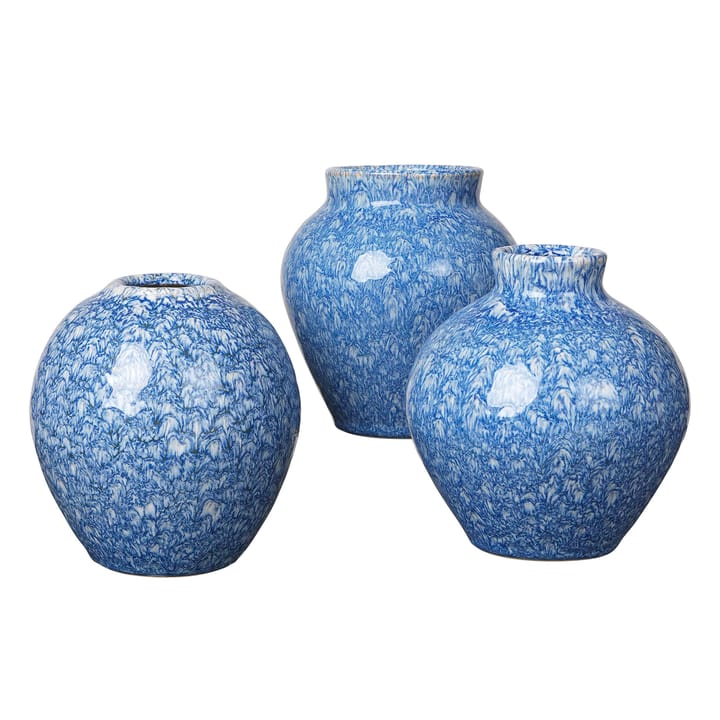 Ingrid ceramic 花瓶 14.5 cm 三件套装 - insignia 蓝色-白色 - Broste Copenhagen