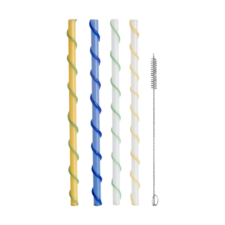 Celebrate straws long 20 cm 4件 - 蓝色-白色-黄色-绿色 - Byon