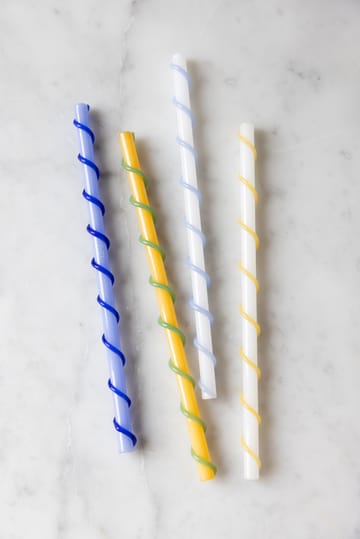 Celebrate straws long 20 cm 4件 - 蓝色-白色-黄色-绿色 - Byon