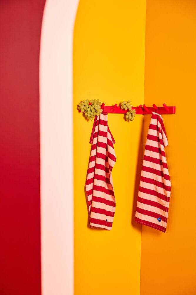 Leya stripe 厨房巾 50x70 cm 两件套装 - Red-pink - Byon