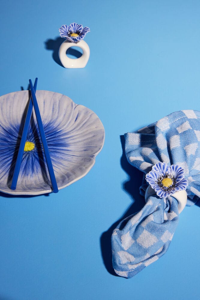 Poppy 餐巾环  两件套装 - 蓝色 - Byon