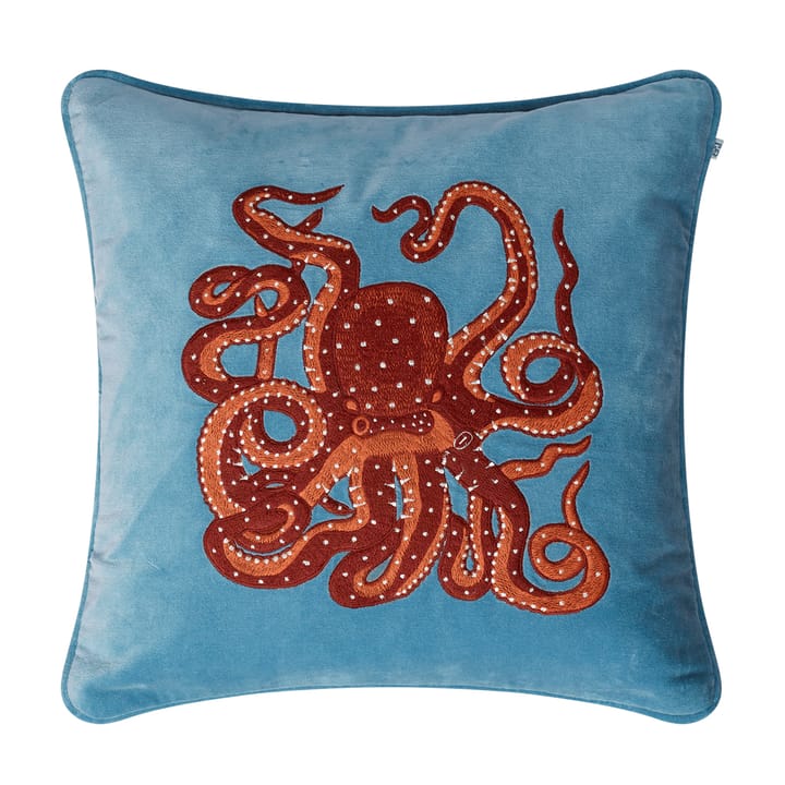 Embroidered Octopus 靠枕套 50x50 cm - heaven 蓝色-橘色-玫瑰色 - Chhatwal & Jonsson