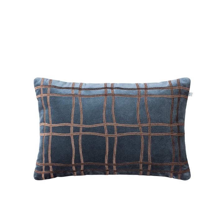 Tattersall cushion - Sea 蓝色/cognac, 60x40 cm - Chhatwal & Jonsson