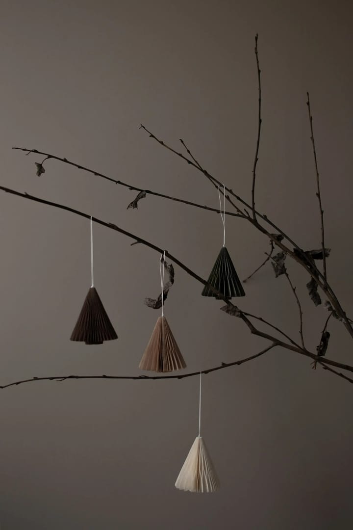 Paper tree hanging Christmas decorations 7 cm - 褐色 - DBKD