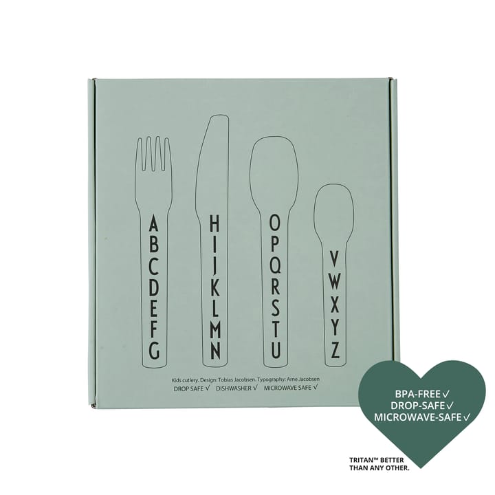 Design Letters children's 餐具 cutlery melamine, 绿色 Design Letters