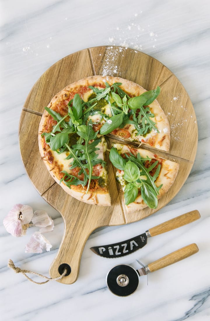 Pino pizza set knife and pizza cutter, Acacia-不锈钢 Dorre