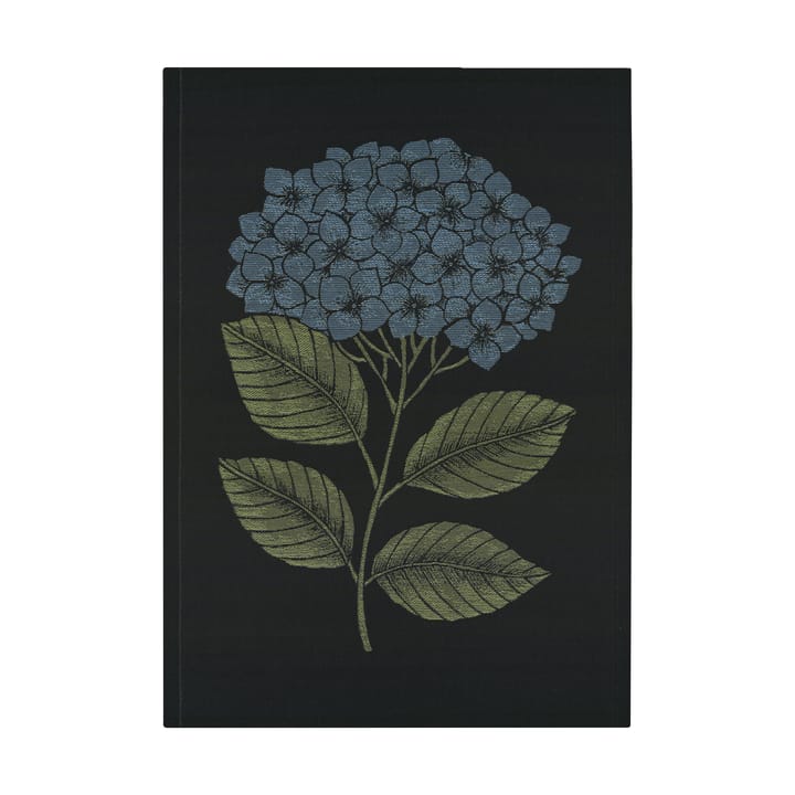 Hydrangea 厨房巾 48x70 cm - 黑色-蓝色 - Ekelund Linneväveri