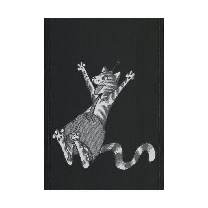 Pettson & Findus 厨房巾 black-white 35x50 cm - Jumping - Ekelund Linneväveri