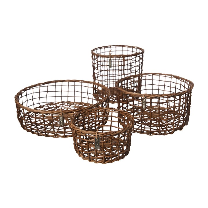 Ernst basket bamboo 四件套装 - Dark 棕色 - ERNST