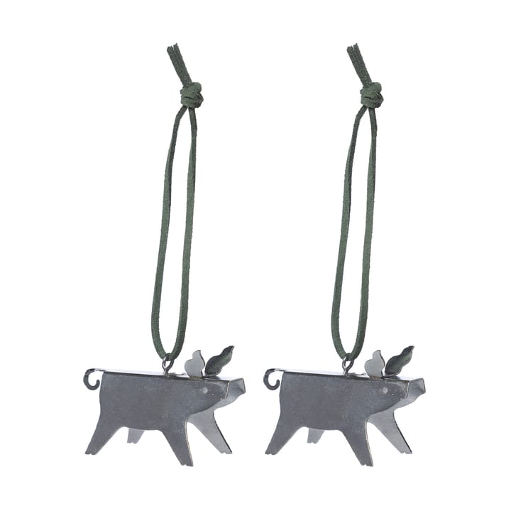 Ernst Christmas ornaments pig 两件套装 - 银色 5 cm - ERNST