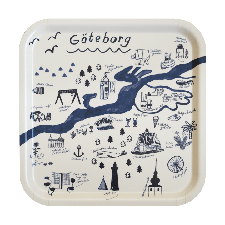 Gothenburg 托盘 32x32 cm - White-Blue - Fine Little Day