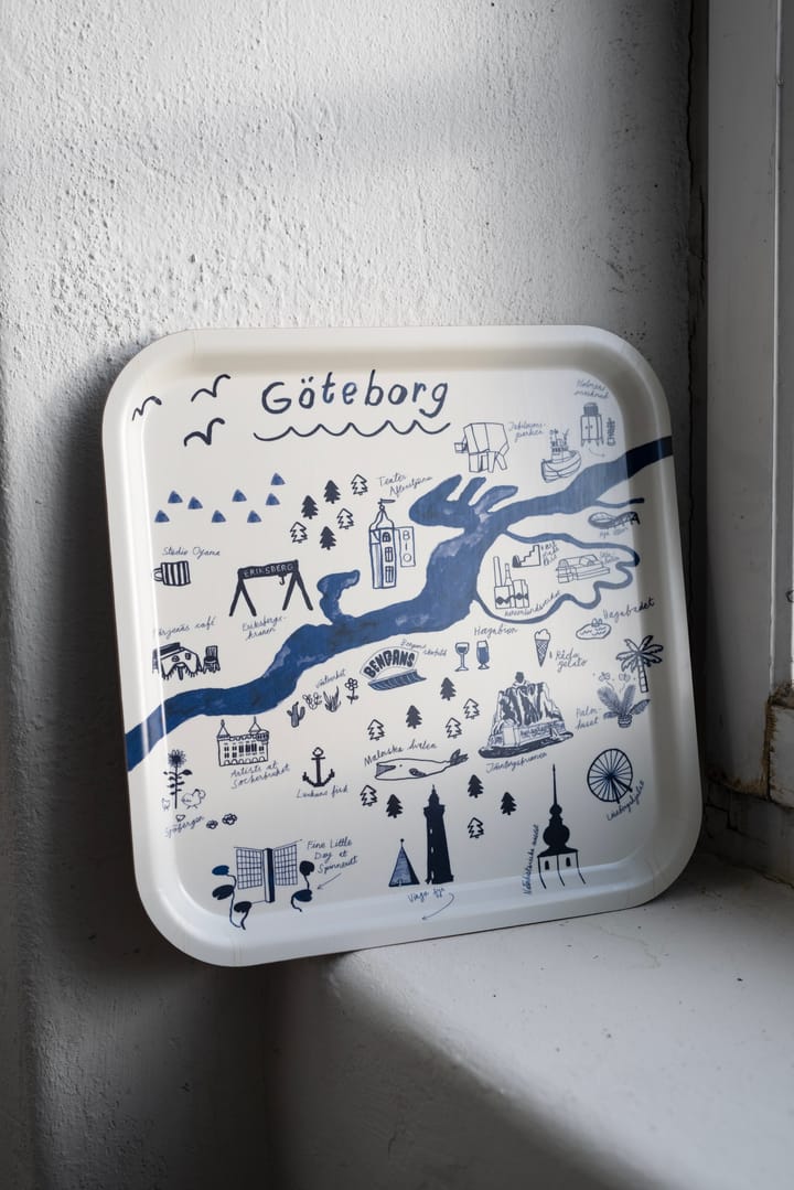 Gothenburg 托盘 32x32 cm, White-Blue Fine Little Day