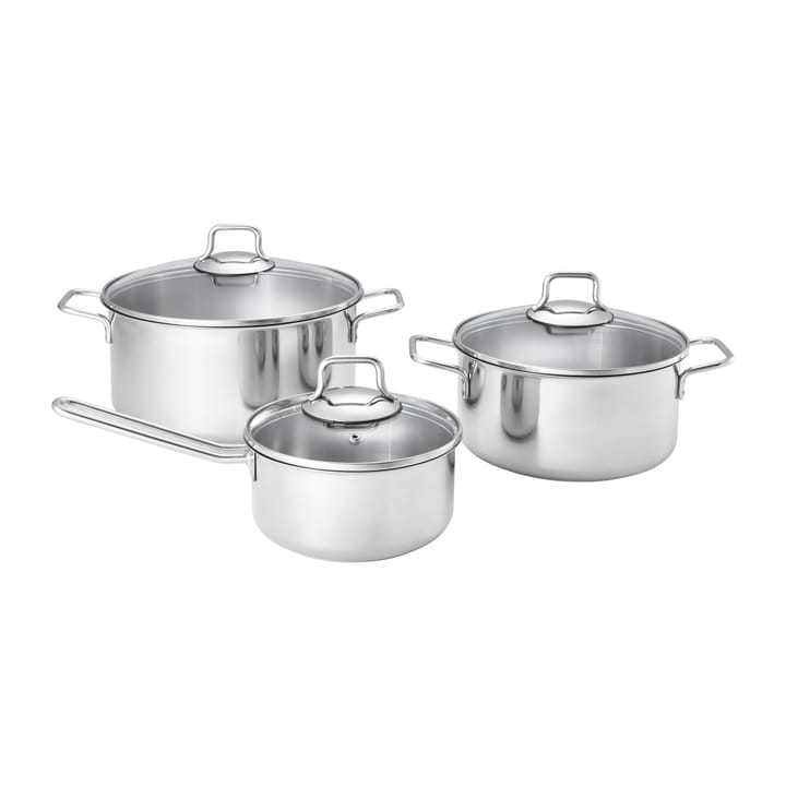 Fiskars pot & saucepan set with glass lid 3 pieces - 不锈钢 - Fiskars