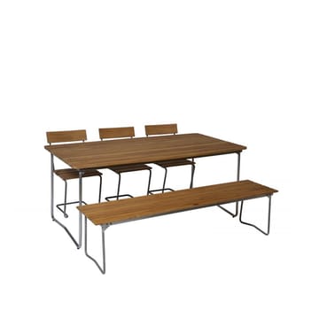 Stol 1 椅子 - Teak-hot-dip galvanized stand - Grythyttan Stålmöbler