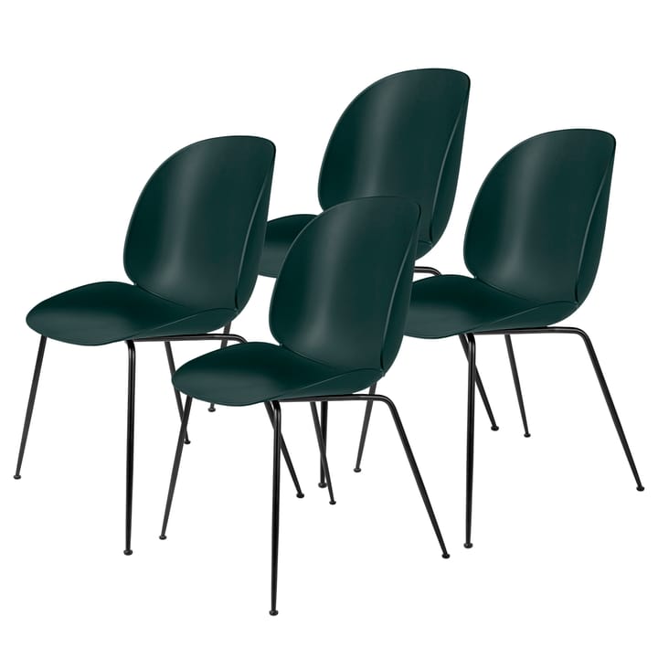 Beetle 椅子 black legs 四件套装 - dark 绿色 - GUBI