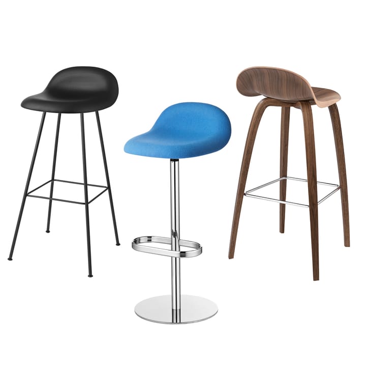 Gubi 3D barstool high - American 坚果, 黑色 steel sled 底座 - GUBI