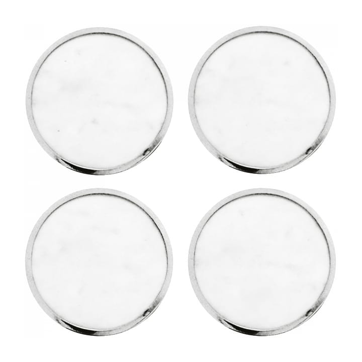 Hilke Collection coaster 四件套装 - 白色 marble-nickle plated brass - Hilke Collection