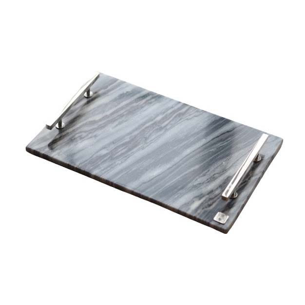Hilke Collection tray 40.5x25.5 cm - 灰色 marble-nickle plated brass - Hilke Collection