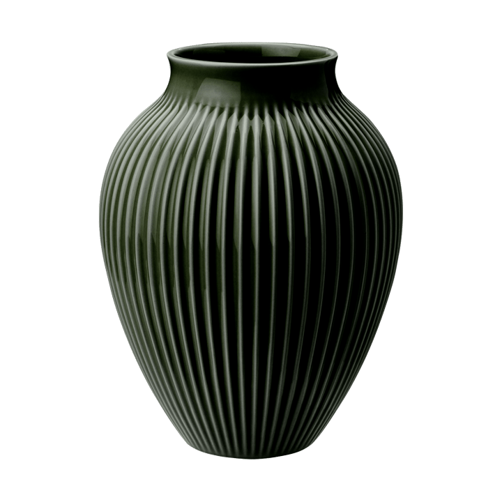 Knabstrup 花瓶 ribbed 20 cm - 深绿 - Knabstrup Keramik