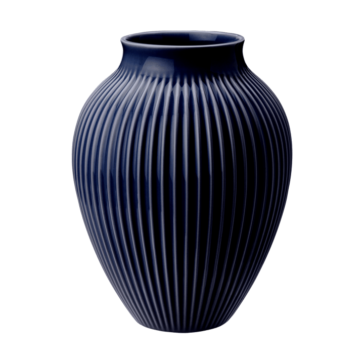 Knabstrup 花瓶 ribbed 27 cm - 深蓝 - Knabstrup Keramik