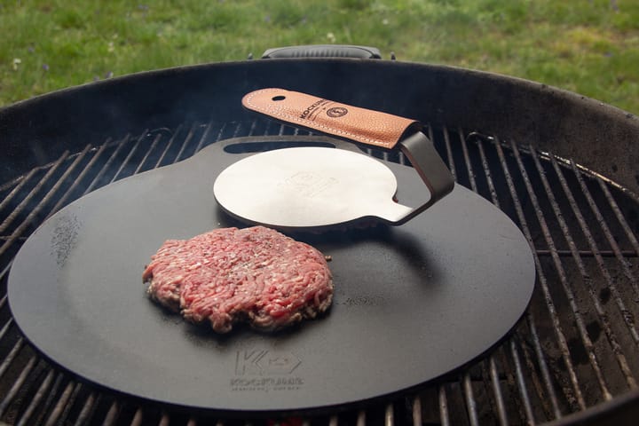 Kockums hamburger press with handle protector - 不锈钢-leather - Kockums Jernverk