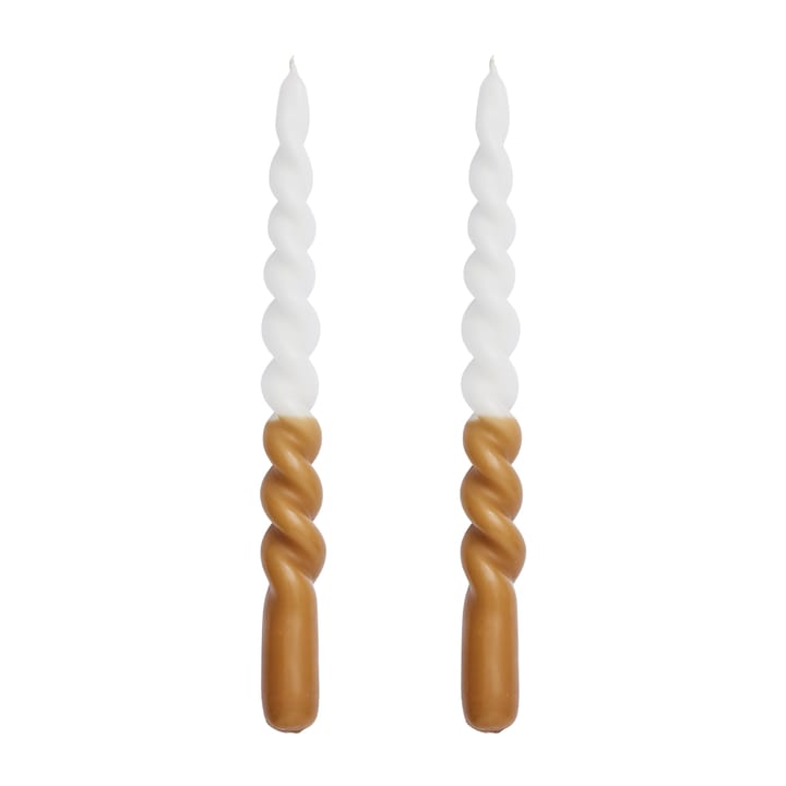 Twisted candle - two tone 25 cm 两件套装 - Golden 棕色-白色 - Lene Bjerre