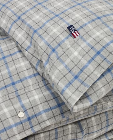 Checked Cotton Flannel 被套 150x210 cm - 灰色-蓝色 - Lexington