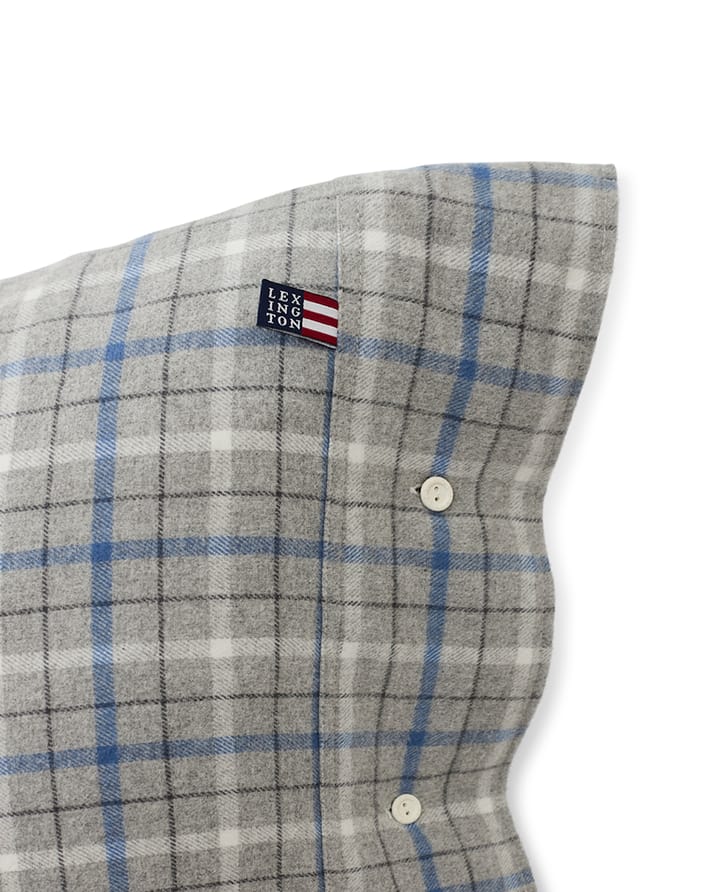 Checked Cotton Flannel 枕头套 50x60 cm, 灰色-蓝色 Lexington