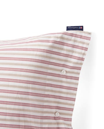 Dobby striped cotton poplin 枕头套 50x60 cm - 红色-米色-白色 - Lexington