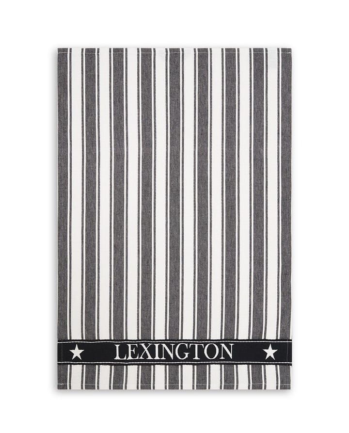 Icons striped 厨房巾 Waffle 50x70 cm - 黑色-白色的 - Lexington