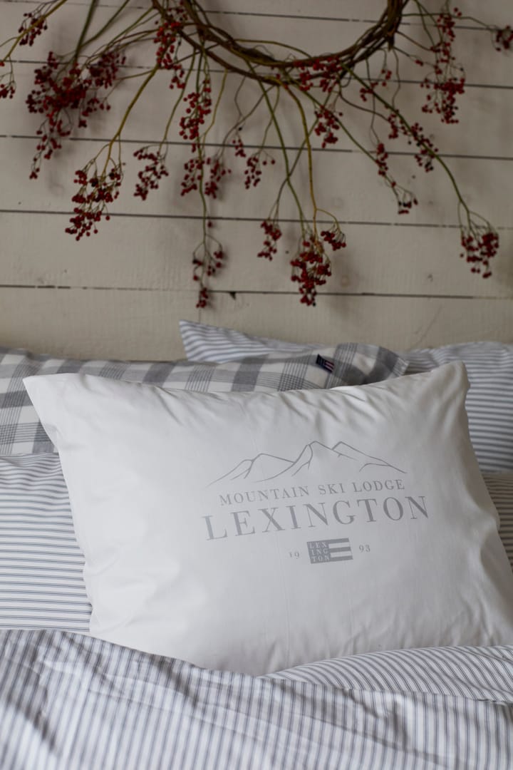 Lexington Printed Cotton Poplin 枕头套 50x60 cm - 白色-浅绿色 - Lexington